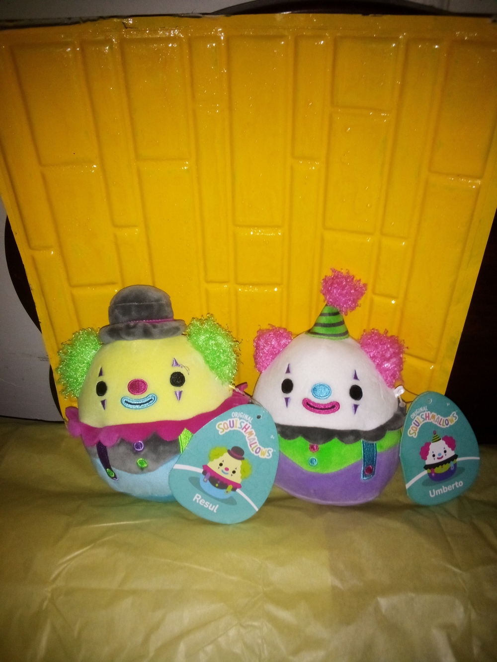 Squishmallows Clown Plush Set - Resul Umberto 5 Inch Yellow, White, Pink & Green